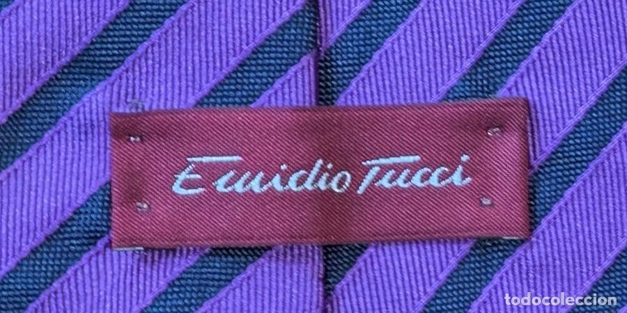 Vintage: Corbata seda Emidio Tucci morada rayas - Foto 2