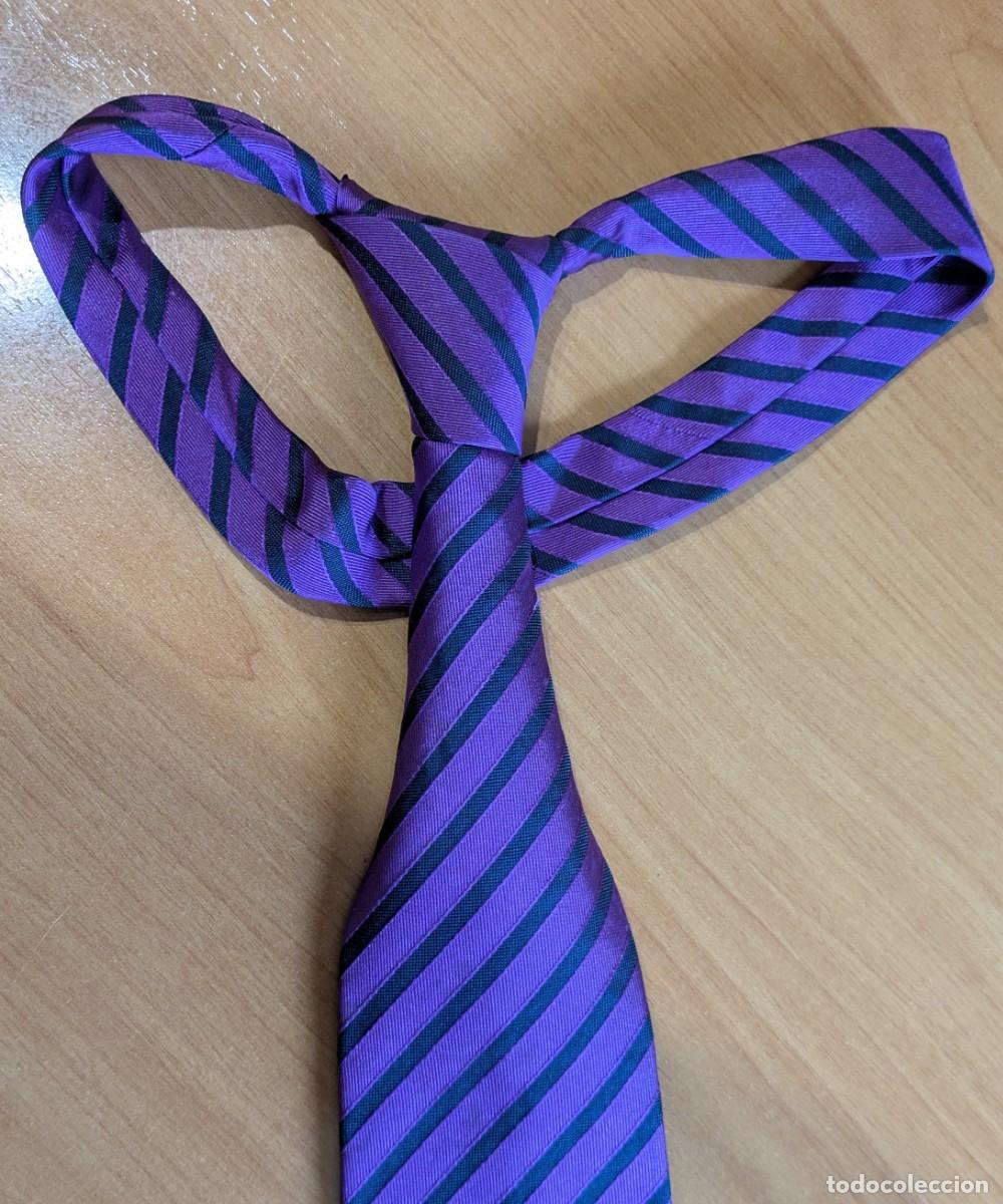 Vintage: Corbata seda Emidio Tucci morada rayas - Foto 3