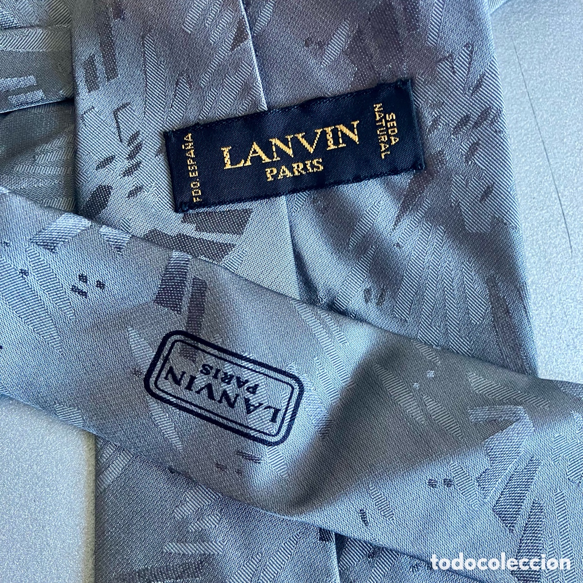 Vintage: Corbata de seda Lanvin Paris plateada | Vintage 90s - Foto 4