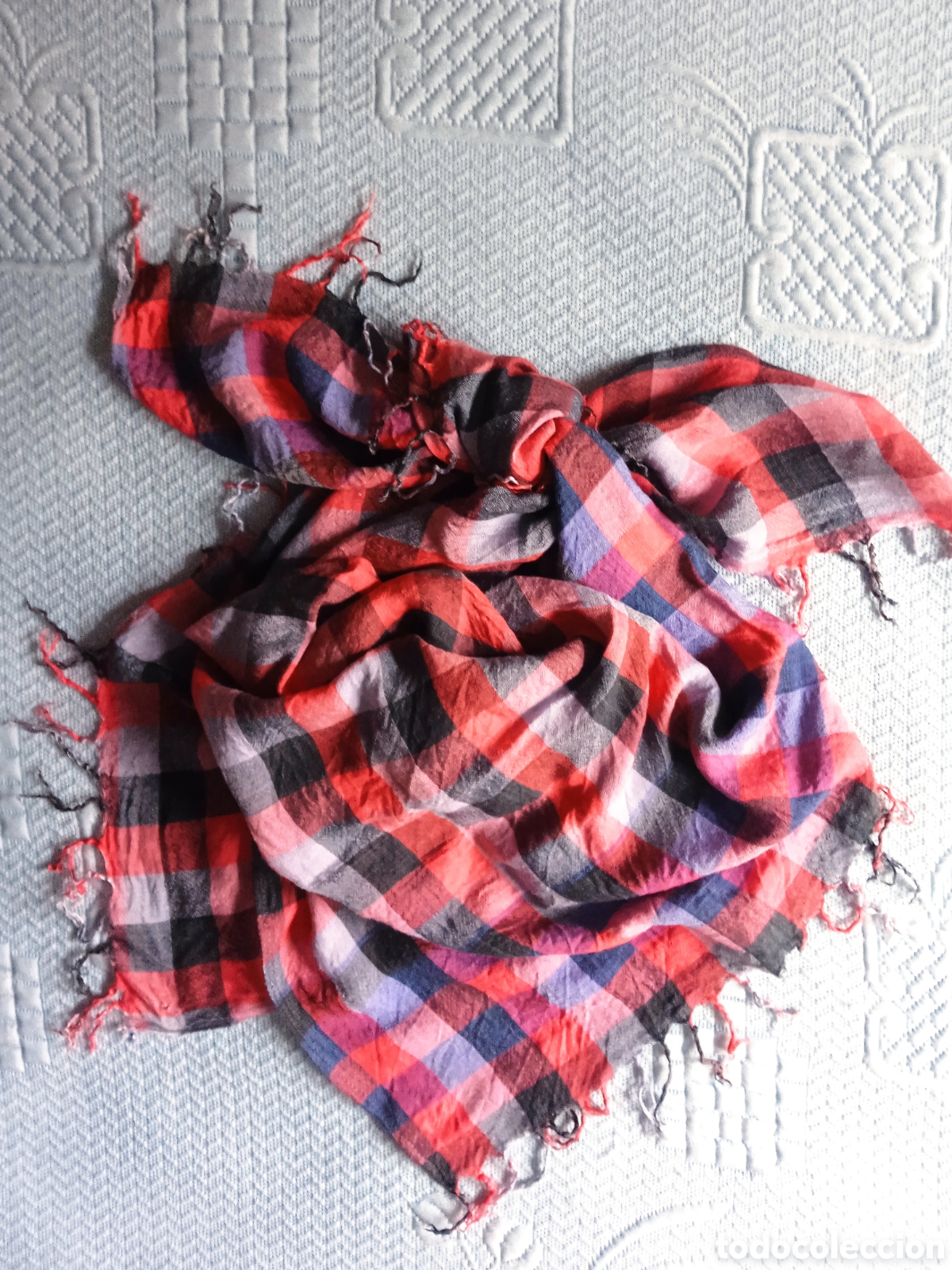 Vintage: Pa&ntilde;uelo de cuadros , rojo , gris ,negro - Foto 7