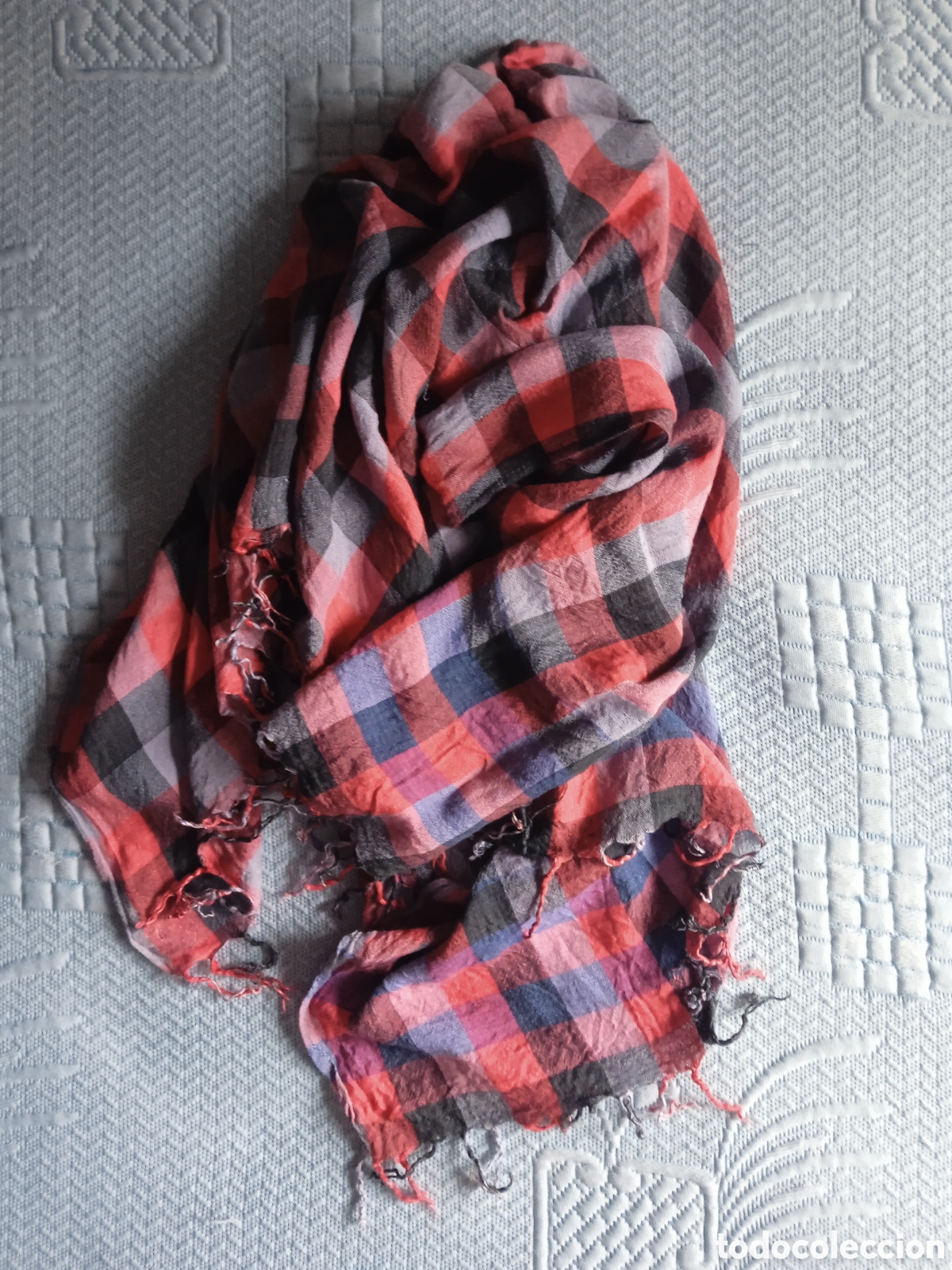 Vintage: Pa&ntilde;uelo de cuadros , rojo , gris ,negro - Foto 9
