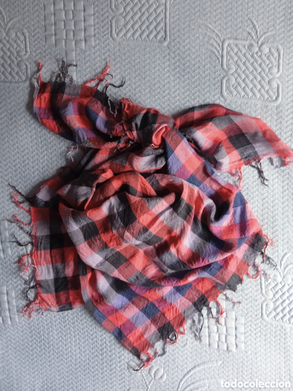 Vintage: Pa&ntilde;uelo de cuadros , rojo , gris ,negro - Foto 15