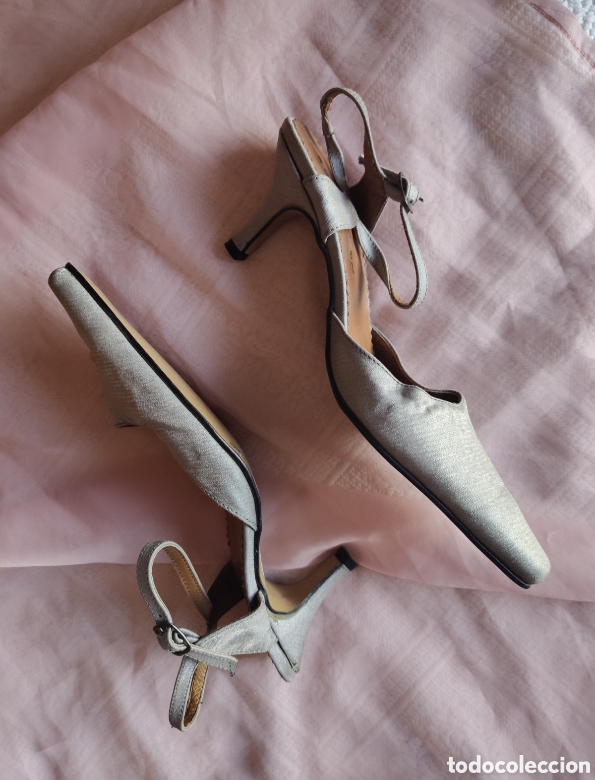 Vintage: Zapatos de seda gris perla - Foto 6