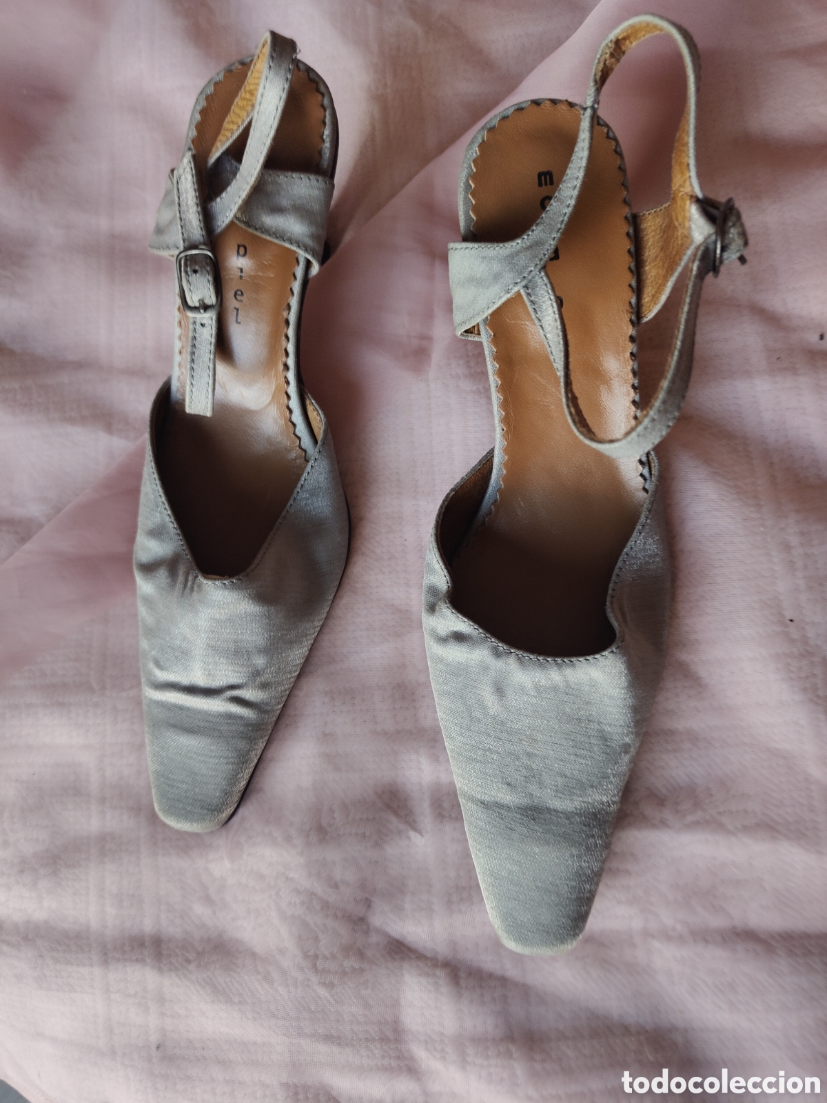 Vintage: Zapatos de seda gris perla - Foto 7