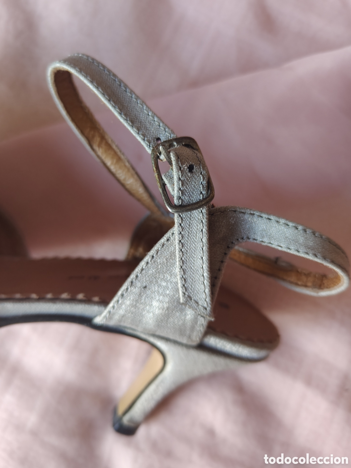 Vintage: Zapatos de seda gris perla - Foto 8