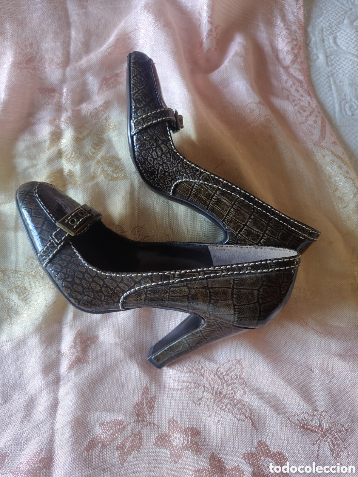 Vintage: Zapatos vintage 36 efecto cocodrilo - Foto 4
