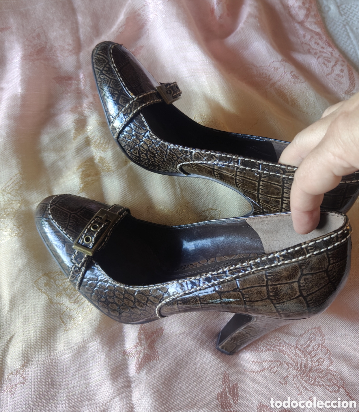 Vintage: Zapatos vintage 36 efecto cocodrilo - Foto 1