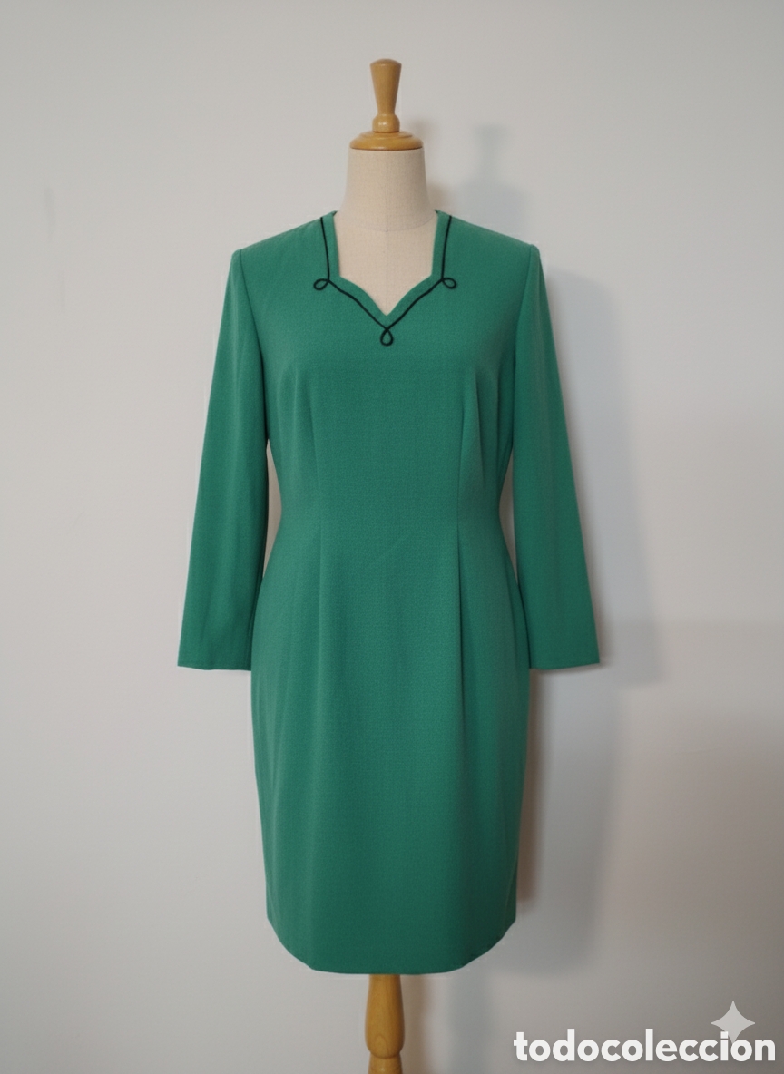 Vintage: Vestido verde con pasamaner&iacute;a - Foto 1