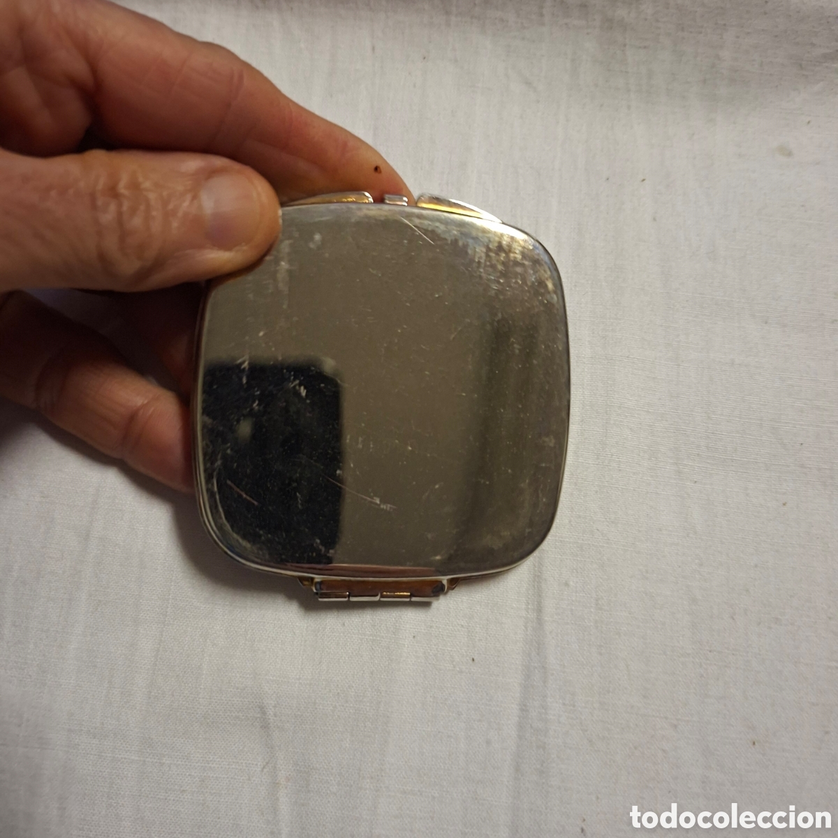 Vintage: ESPEJO DE BOLSILLO CON DAMASQUINADO EN ORO - Foto 4