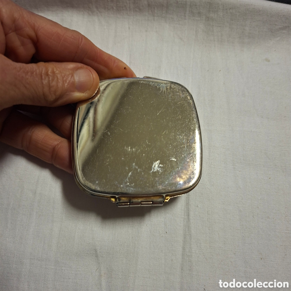 Vintage: ESPEJO DE BOLSILLO CON DAMASQUINADO EN ORO - Foto 5