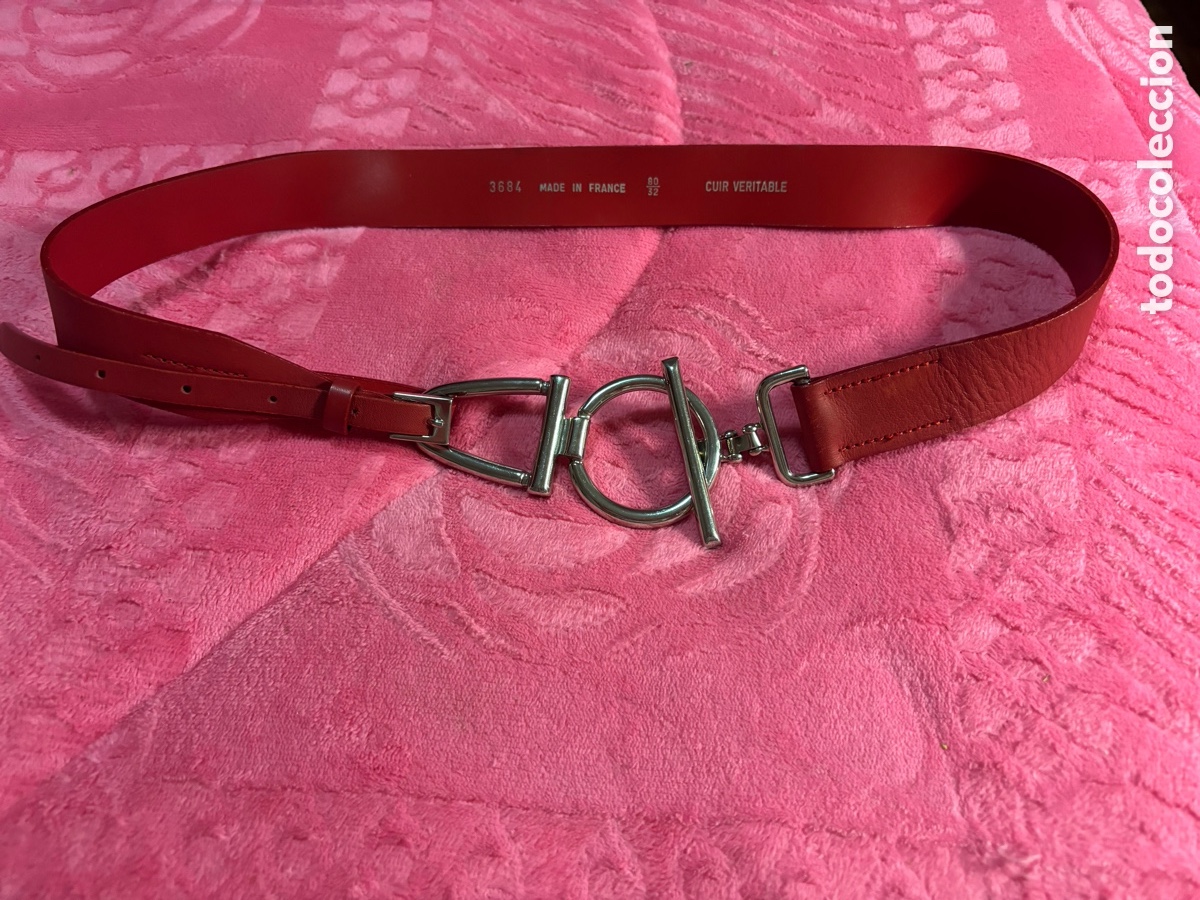 Vintage: Cintur&oacute;n de cuero color rojo - Foto 1