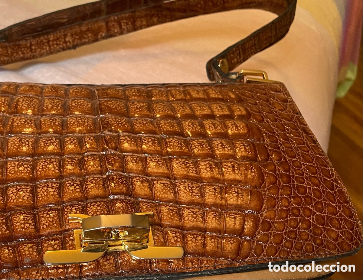 Vintage: Elegante bolso cocodrilo marr&oacute;n - Foto 2