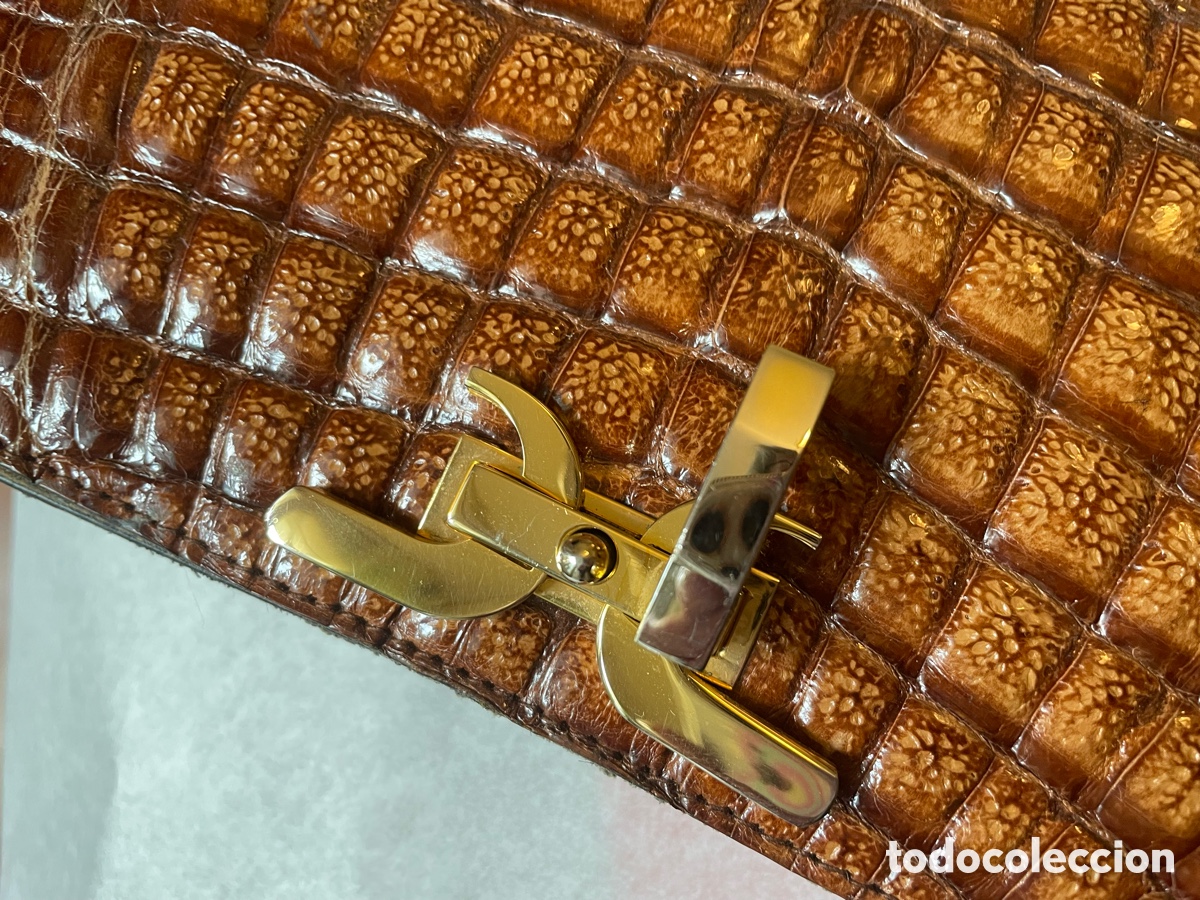 Vintage: Elegante bolso cocodrilo marr&oacute;n - Foto 3
