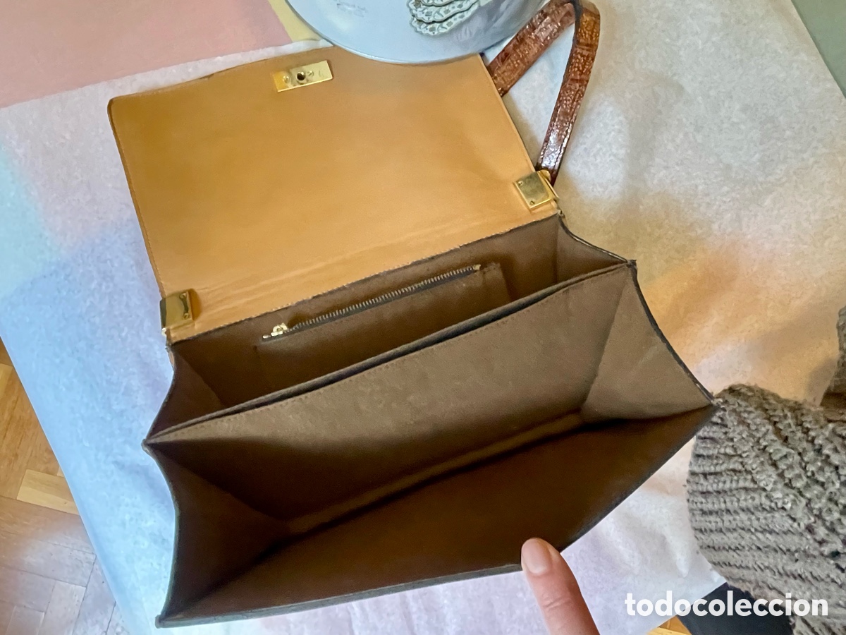 Vintage: Elegante bolso cocodrilo marr&oacute;n - Foto 5