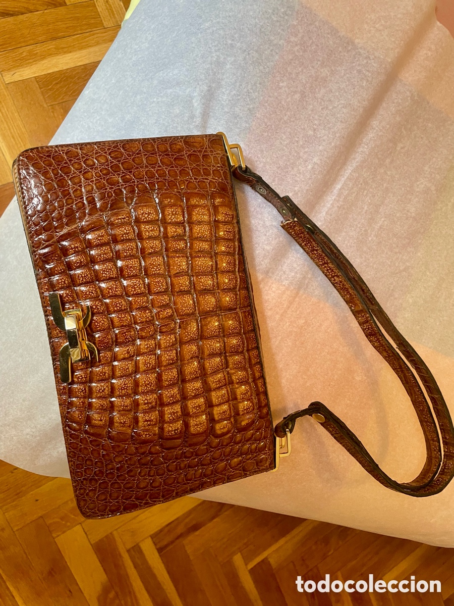 Vintage: Elegante bolso cocodrilo marr&oacute;n - Foto 9