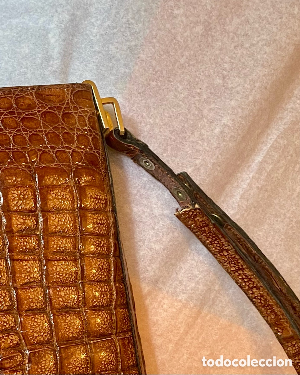 Vintage: Elegante bolso cocodrilo marr&oacute;n - Foto 10