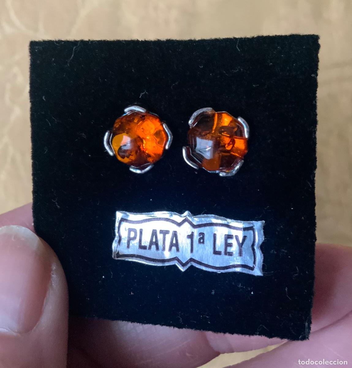 Vintage: PENDIENTES &Aacute;MBAR DEL B&Aacute;LTICO Y PLATA - Foto 5