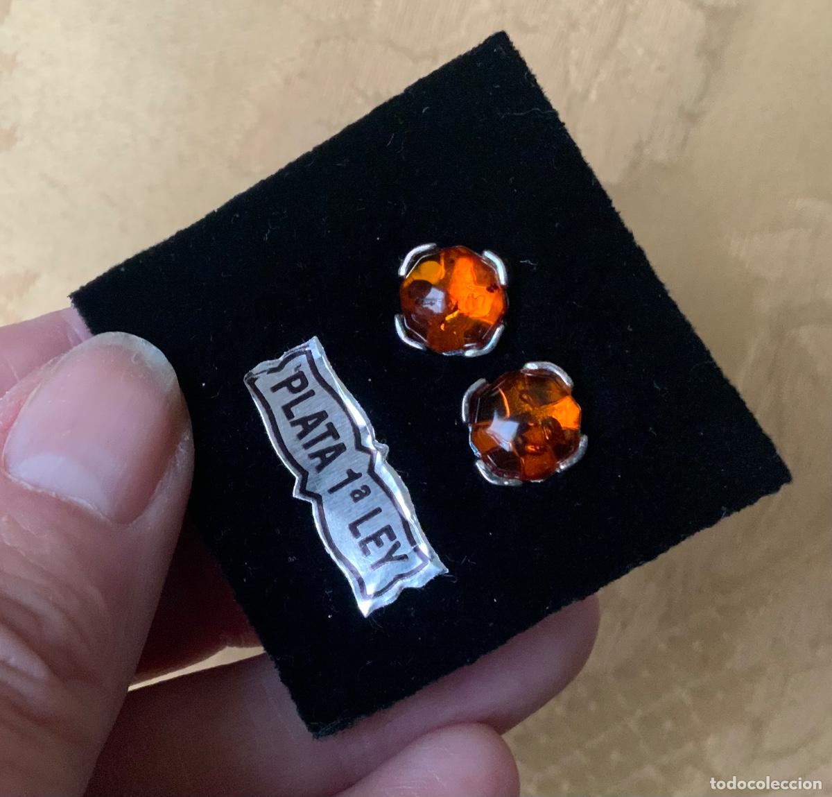Vintage: PENDIENTES &Aacute;MBAR DEL B&Aacute;LTICO Y PLATA - Foto 6