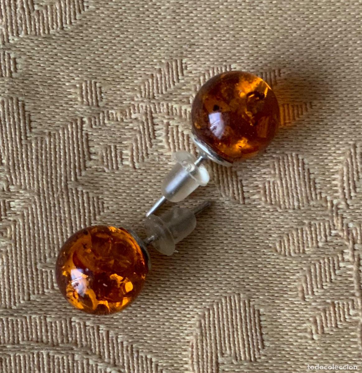 Vintage: PENDIENTES BOLA DE &Aacute;MBAR DEL BALTICO Y PLATA - Foto 4