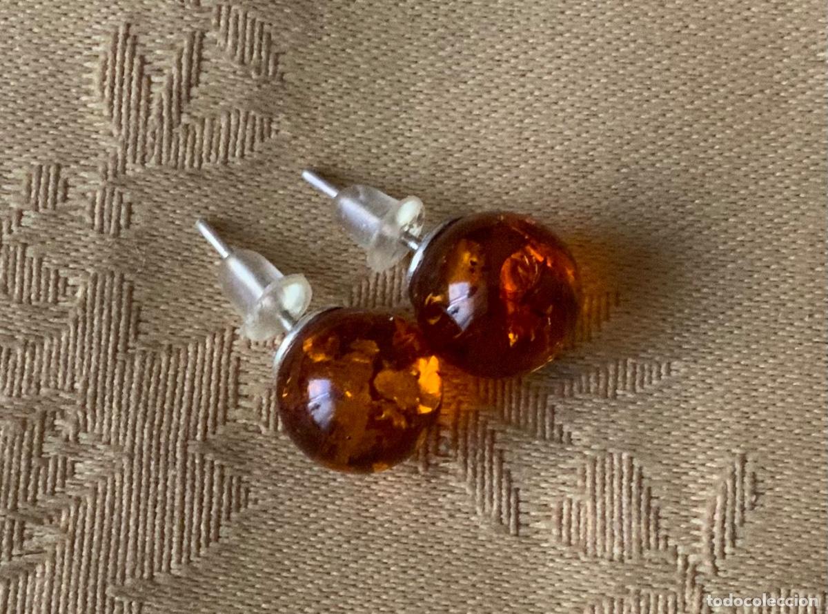 Vintage: PENDIENTES BOLA DE &Aacute;MBAR DEL BALTICO Y PLATA - Foto 5