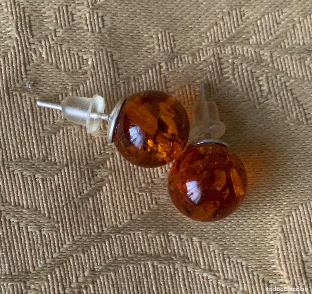 Vintage: PENDIENTES BOLA DE &Aacute;MBAR DEL BALTICO Y PLATA - Foto 6
