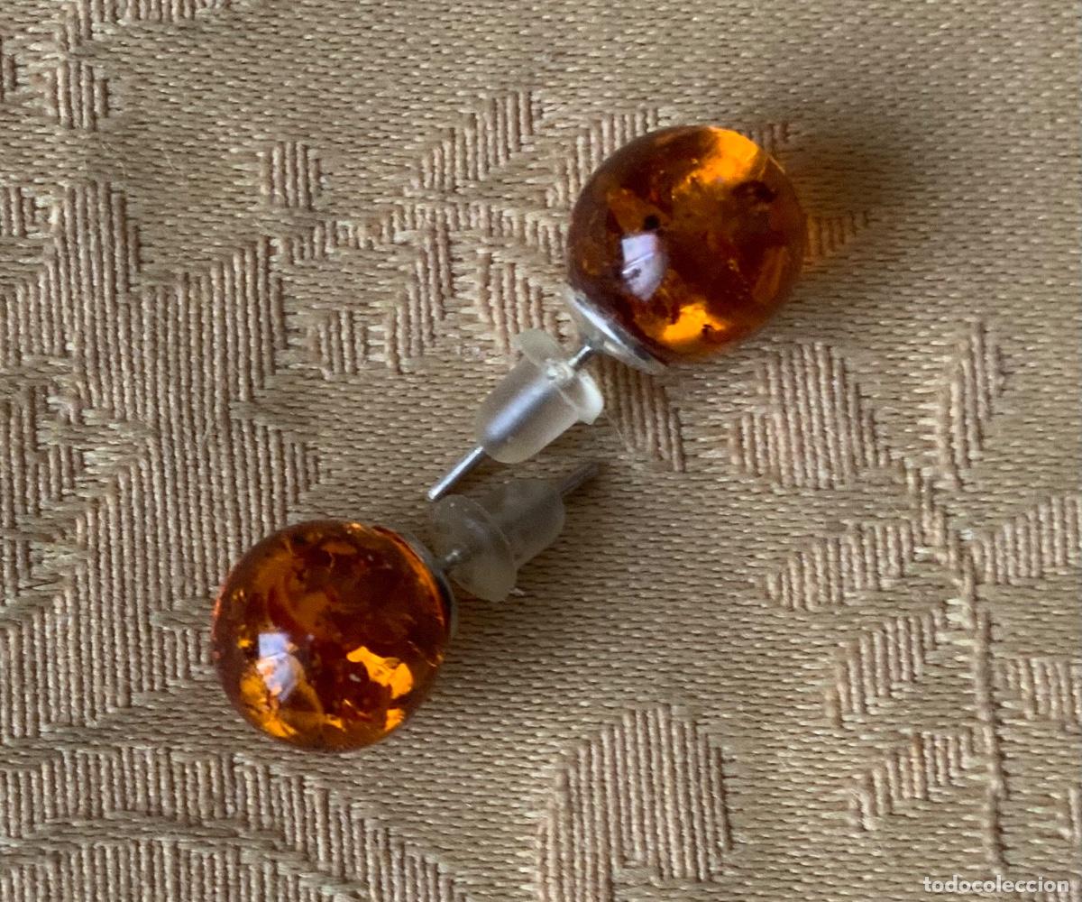 Vintage: PENDIENTES BOLA DE &Aacute;MBAR DEL BALTICO Y PLATA - Foto 9