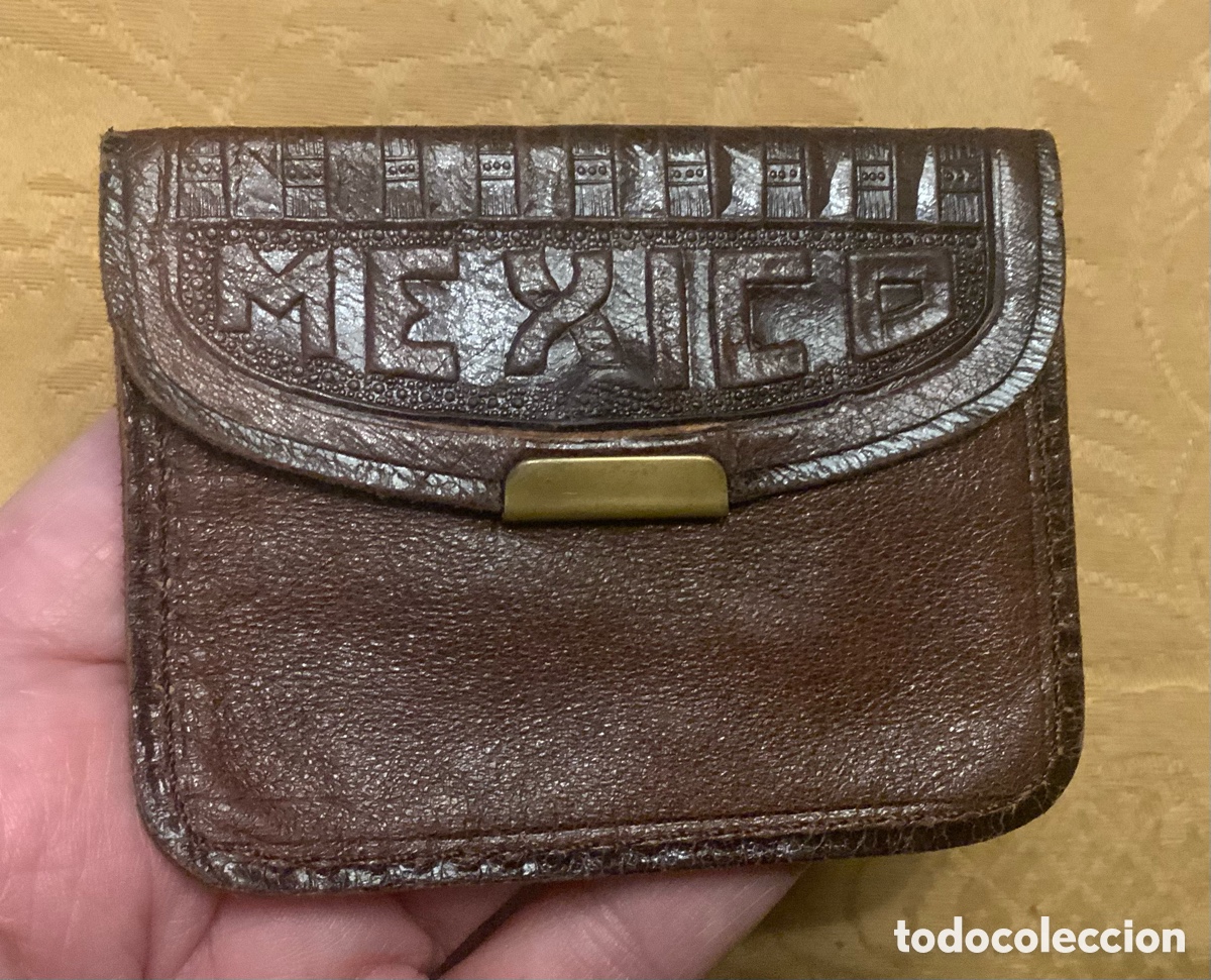 Vintage: ANTIGUO MONEDERO DE PIEL LABRADA DE MEXICO - Foto 3