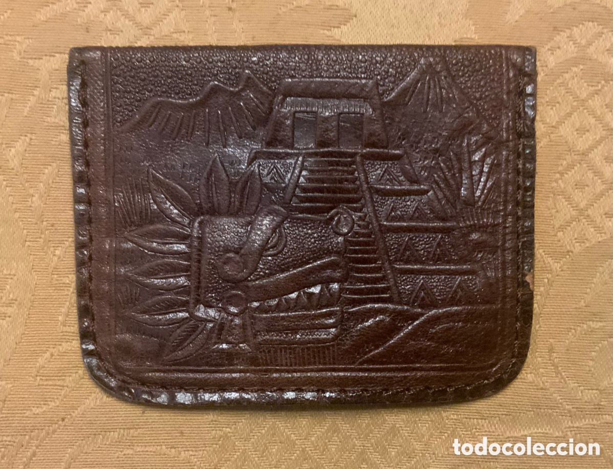 Vintage: ANTIGUO MONEDERO DE PIEL LABRADA DE MEXICO - Foto 1