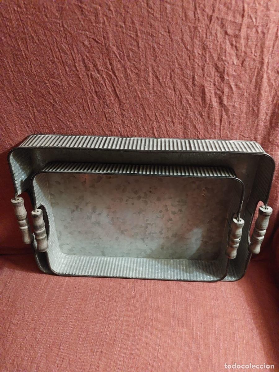 Vintage: JUEGO DE BANDEJAS DE ZINC - Foto 2