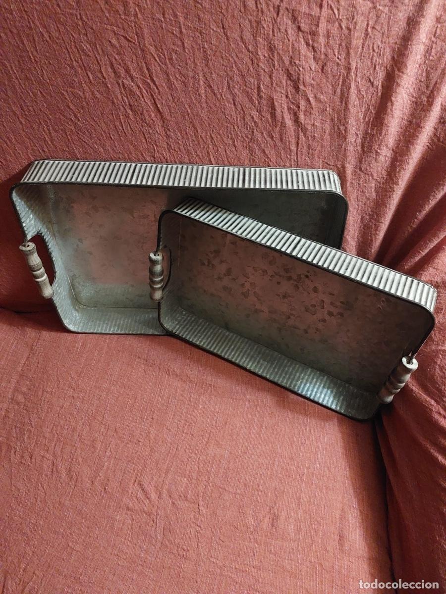 Vintage: JUEGO DE BANDEJAS DE ZINC - Foto 4