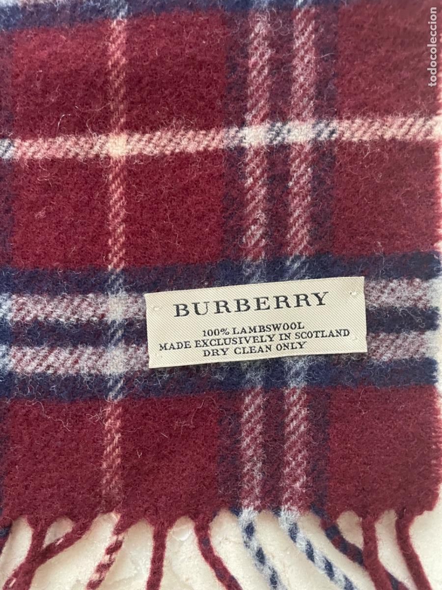 Vintage: BUFANDA CL&Aacute;SICA BURBERRY DE LANA BURDEOS - Foto 2
