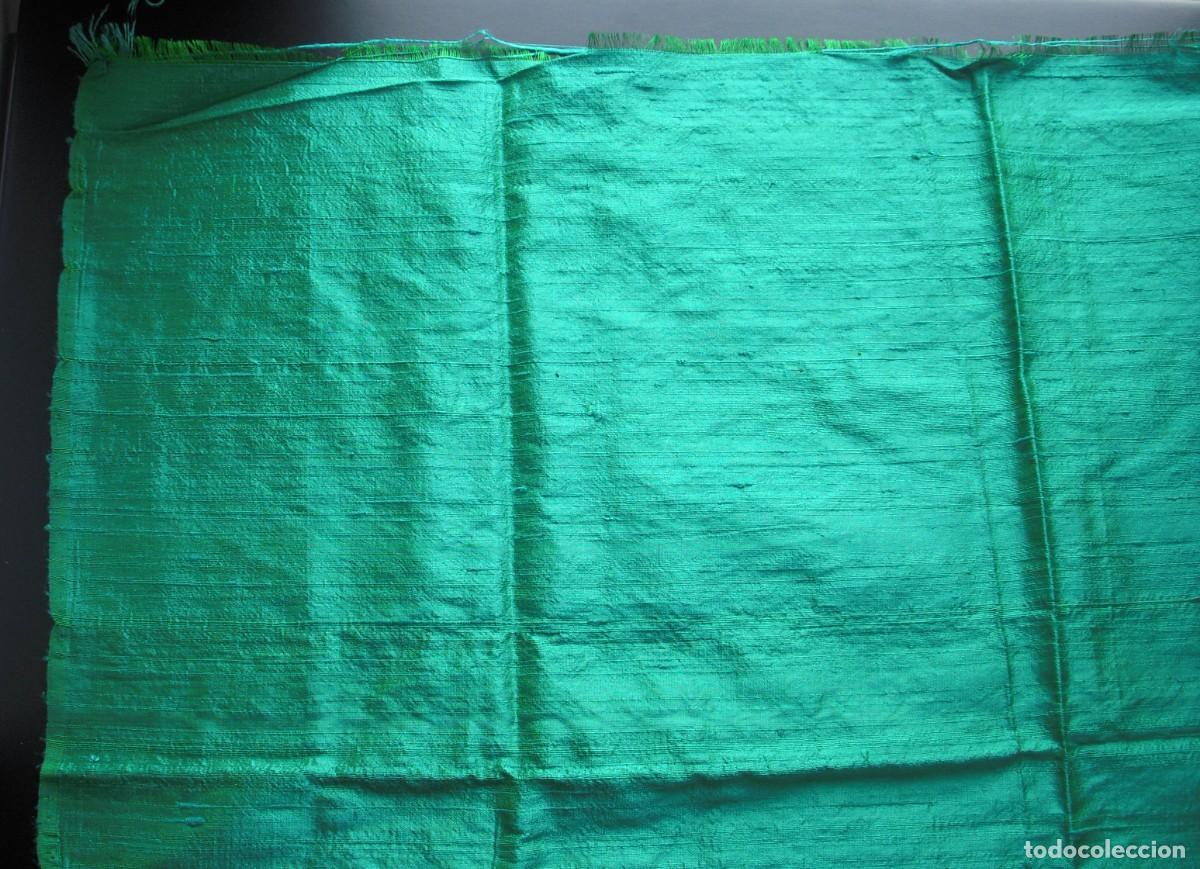 Vintage: RETAL DE SEDA SALVAJE VERDE - Foto 1