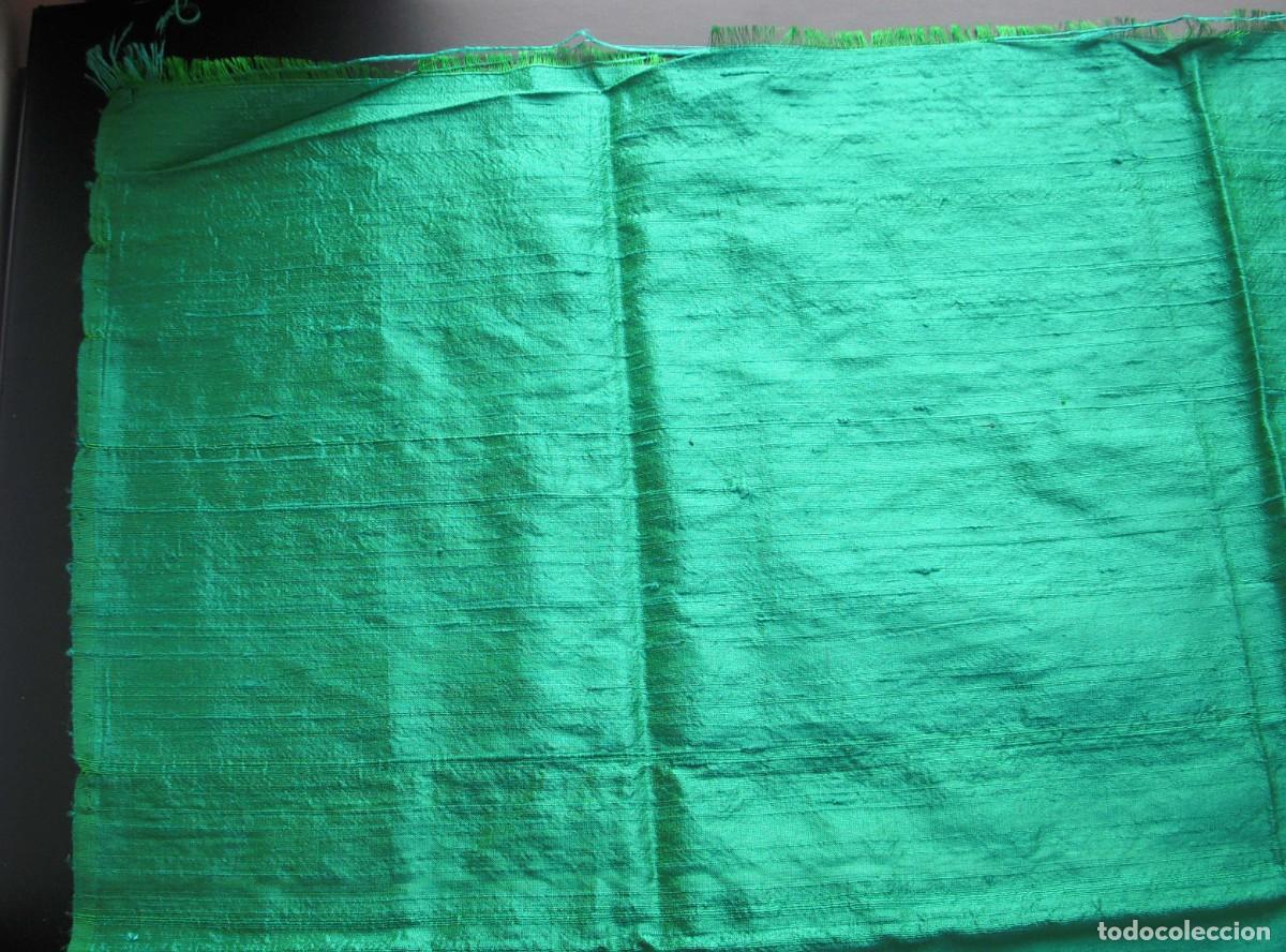 Vintage: RETAL DE SEDA SALVAJE VERDE - Foto 2
