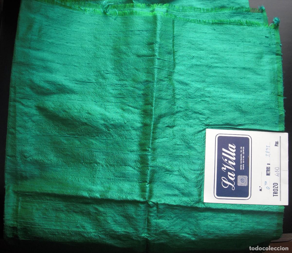 Vintage: RETAL DE SEDA SALVAJE VERDE - Foto 3