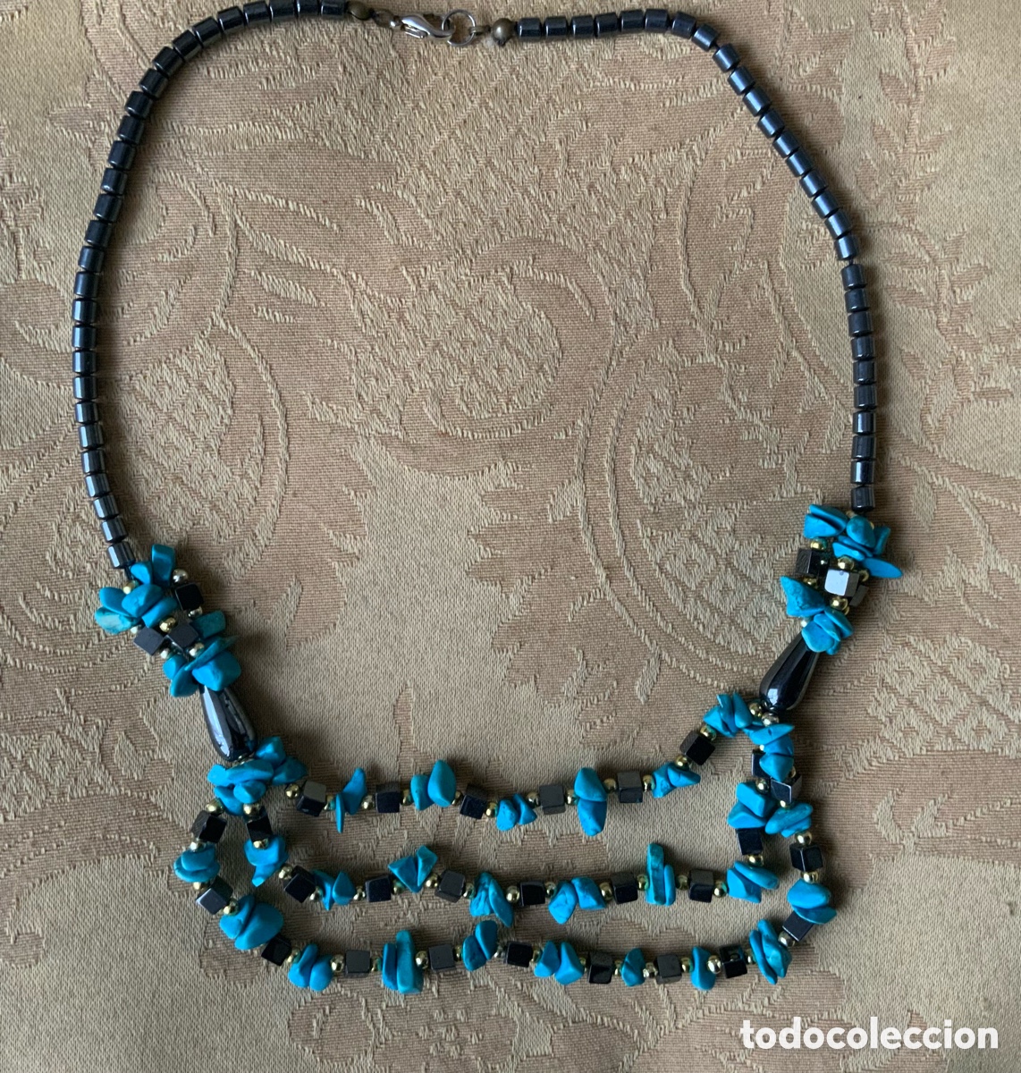 Vintage: COLLAR VINTAGE HEMATITES Y TURQUESAS - Foto 1