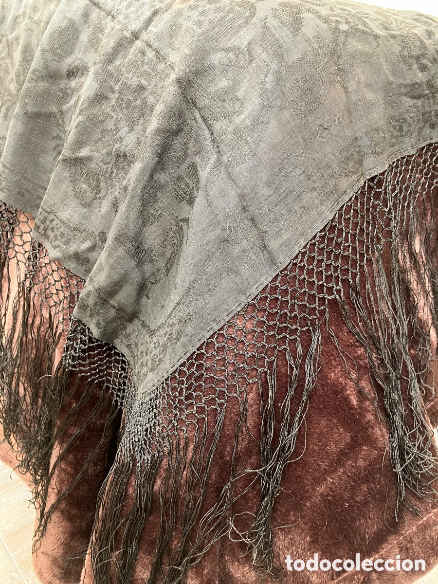 Vintage: Mant&oacute;n de Manila de seda antiguo - Foto 3