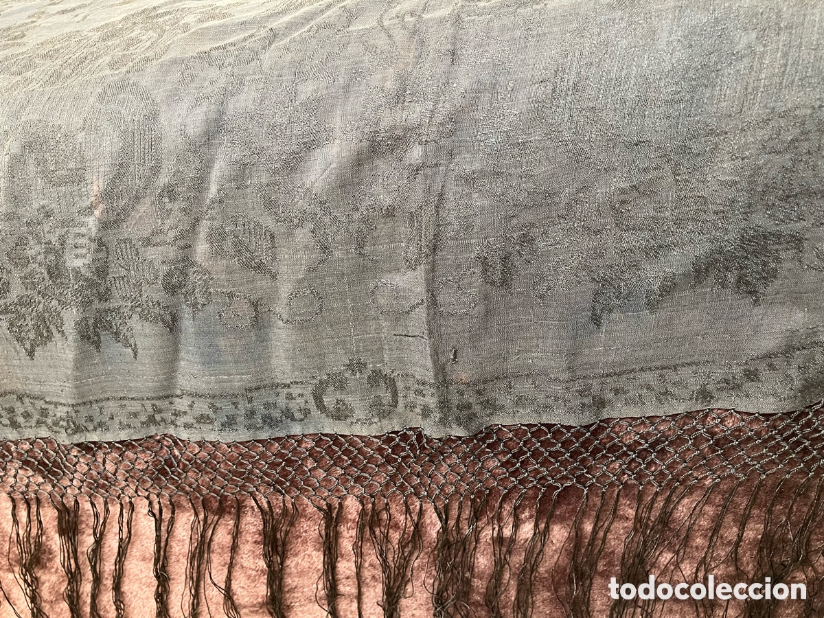 Vintage: Mant&oacute;n de Manila de seda antiguo - Foto 4