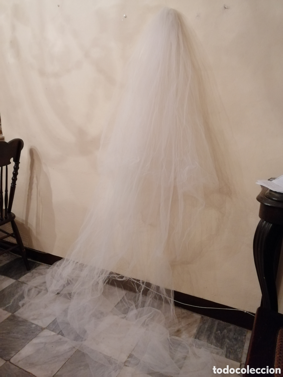 Vintage: Velo de novia sencillo blanco - Foto 4