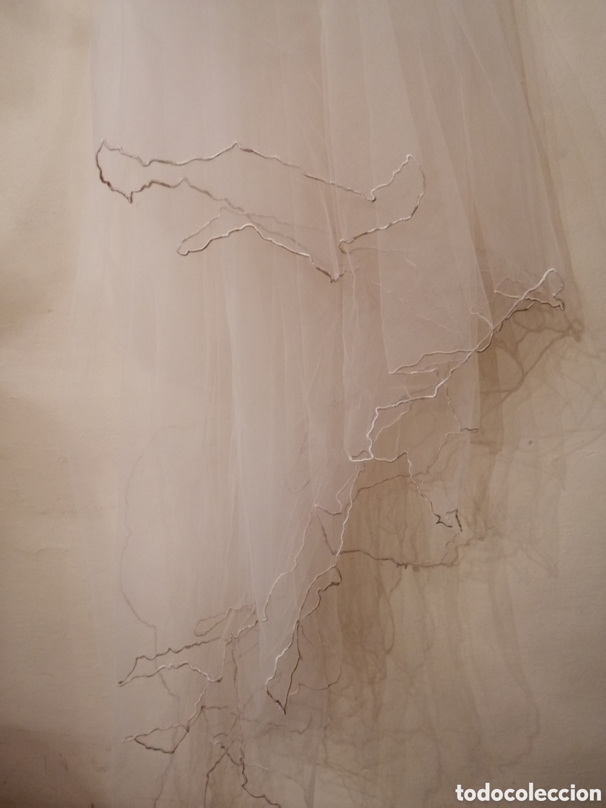 Vintage: Velo de novia beige con cord&oacute;n - Foto 3