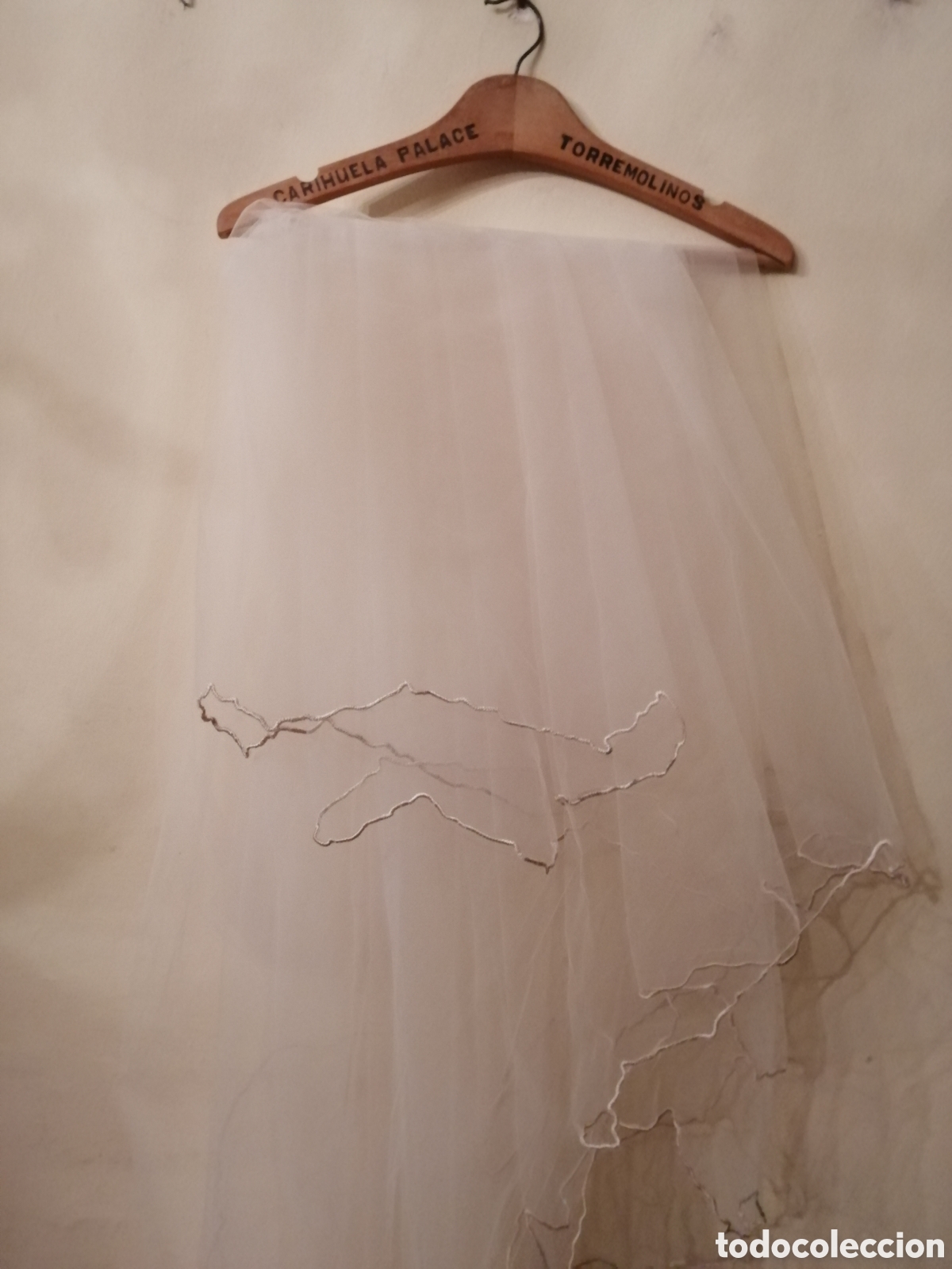 Vintage: Velo de novia beige con cord&oacute;n - Foto 1