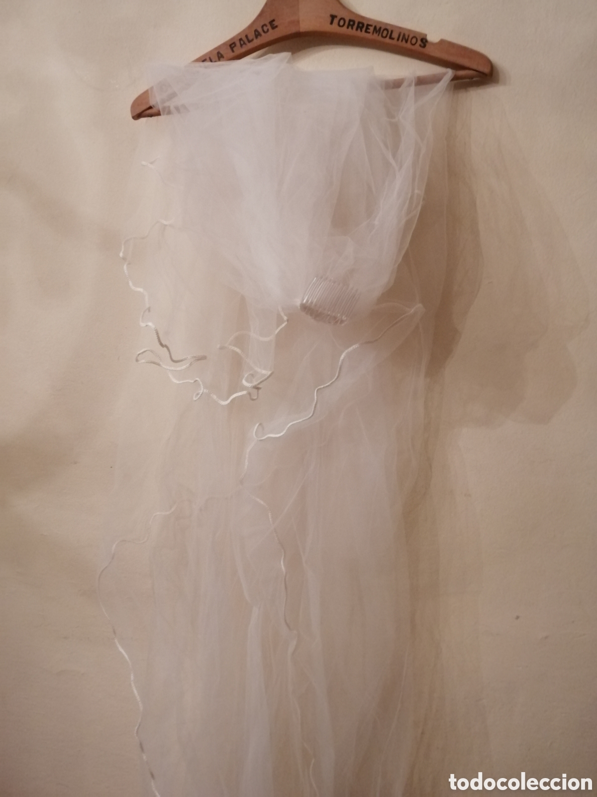 Vintage: Velo de novia beige con cord&oacute;n - Foto 1