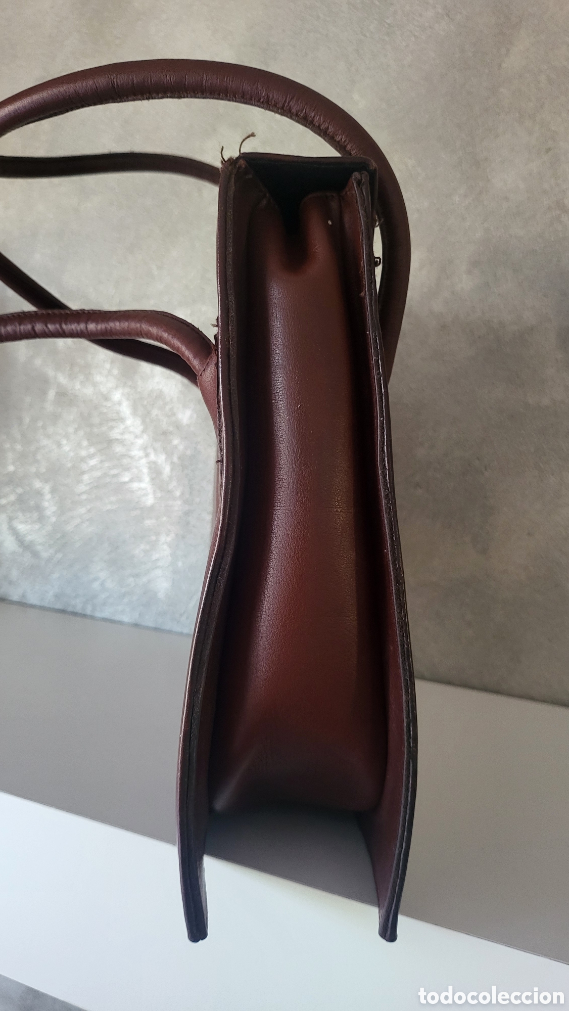Vintage: BOLSO DE MANO PIEL MARRON - Foto 6