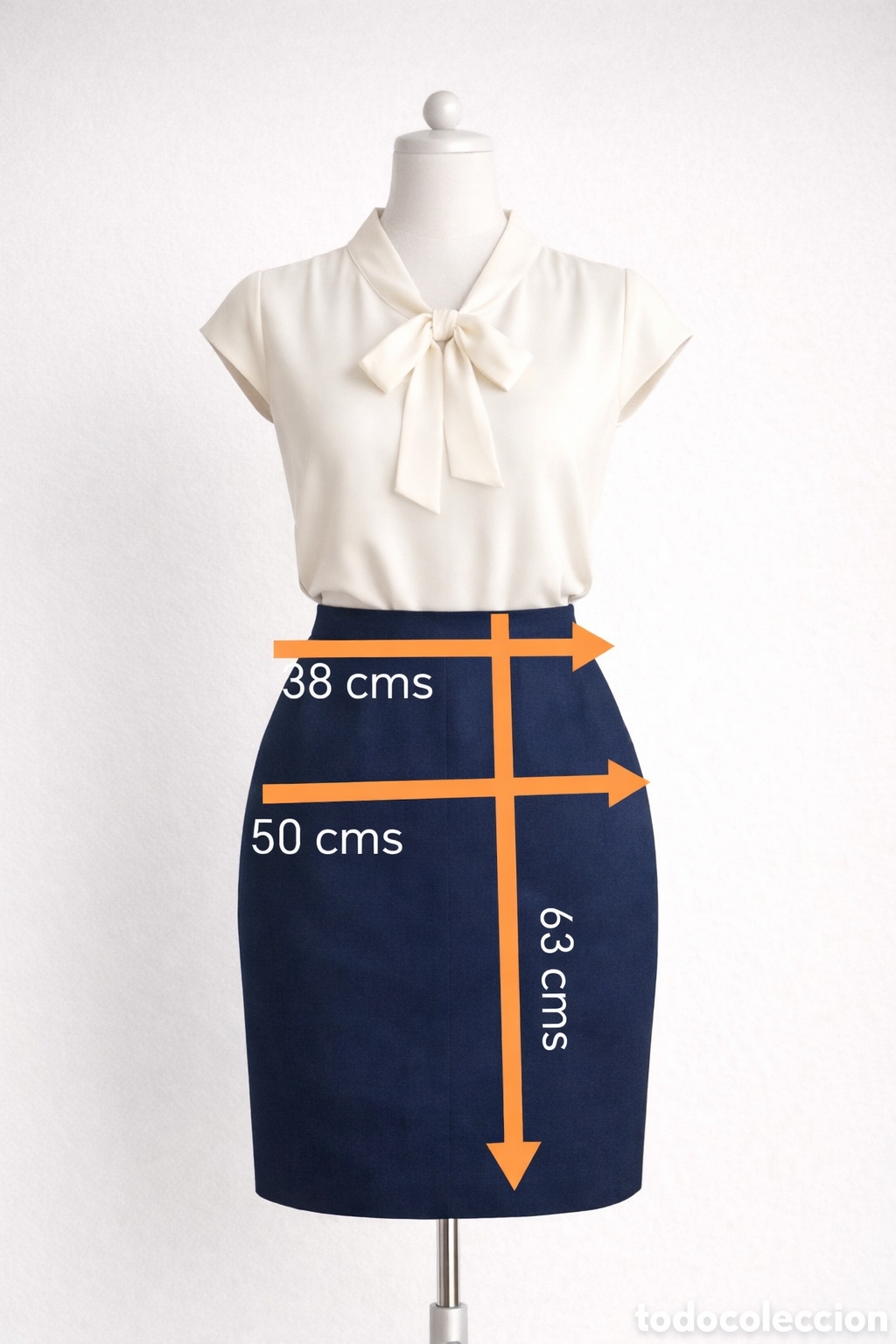 Vintage: Falda azul marino talla 38 - Foto 4