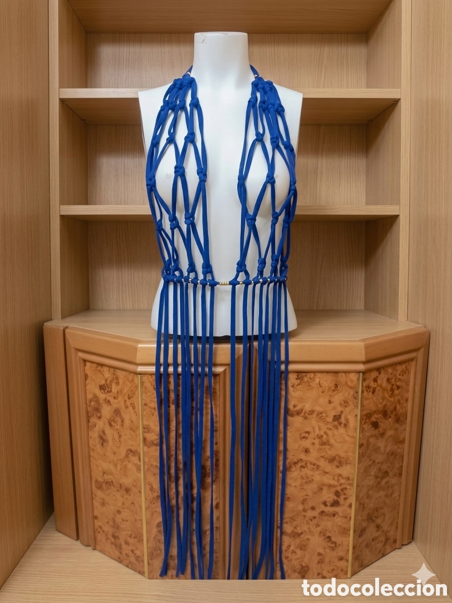 Vintage: Vestido largo macram&eacute; ajustable trapillo textil - Foto 3