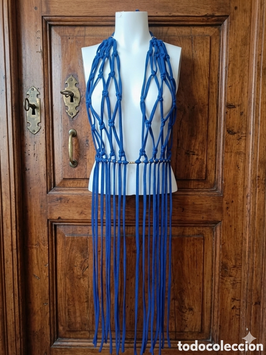 Vintage: Vestido largo macram&eacute; ajustable trapillo textil - Foto 4
