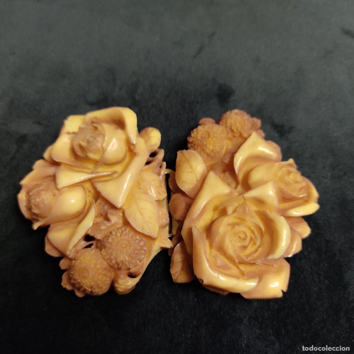 Vintage: Hebilla tallada con flores. - Foto 4
