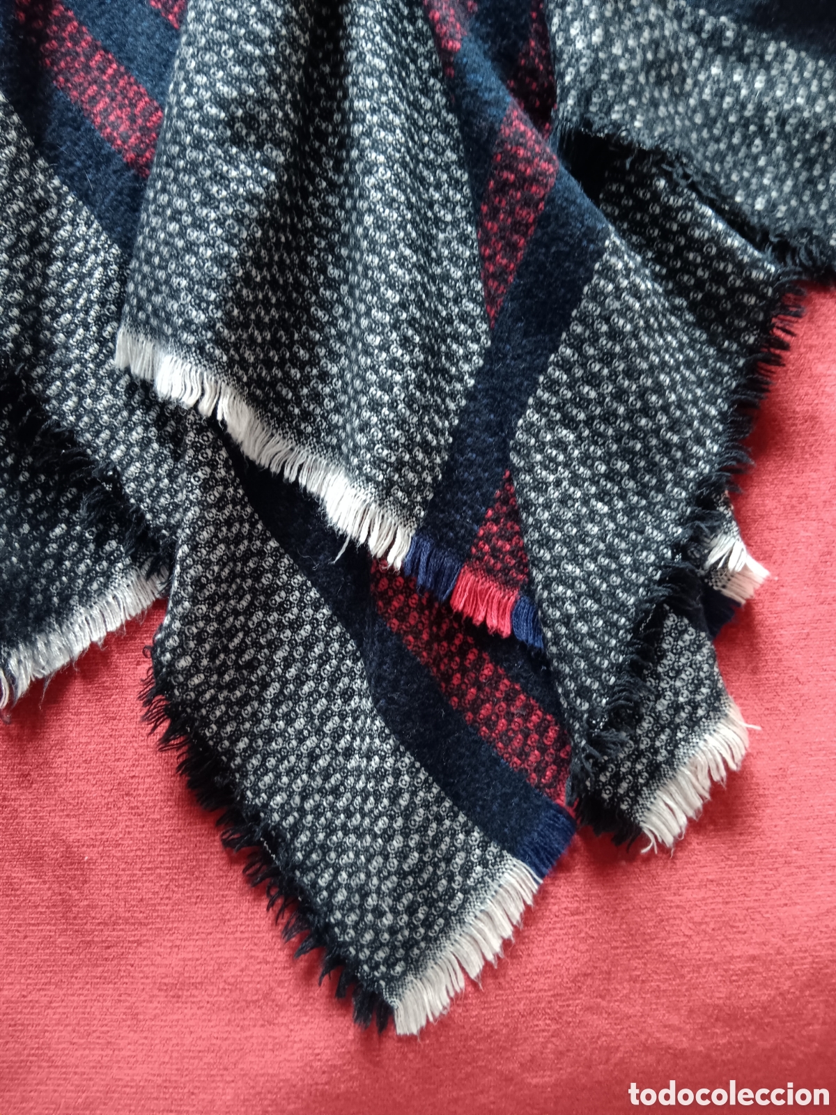 Vintage: Pashmina fondo negro, rayas - Foto 6