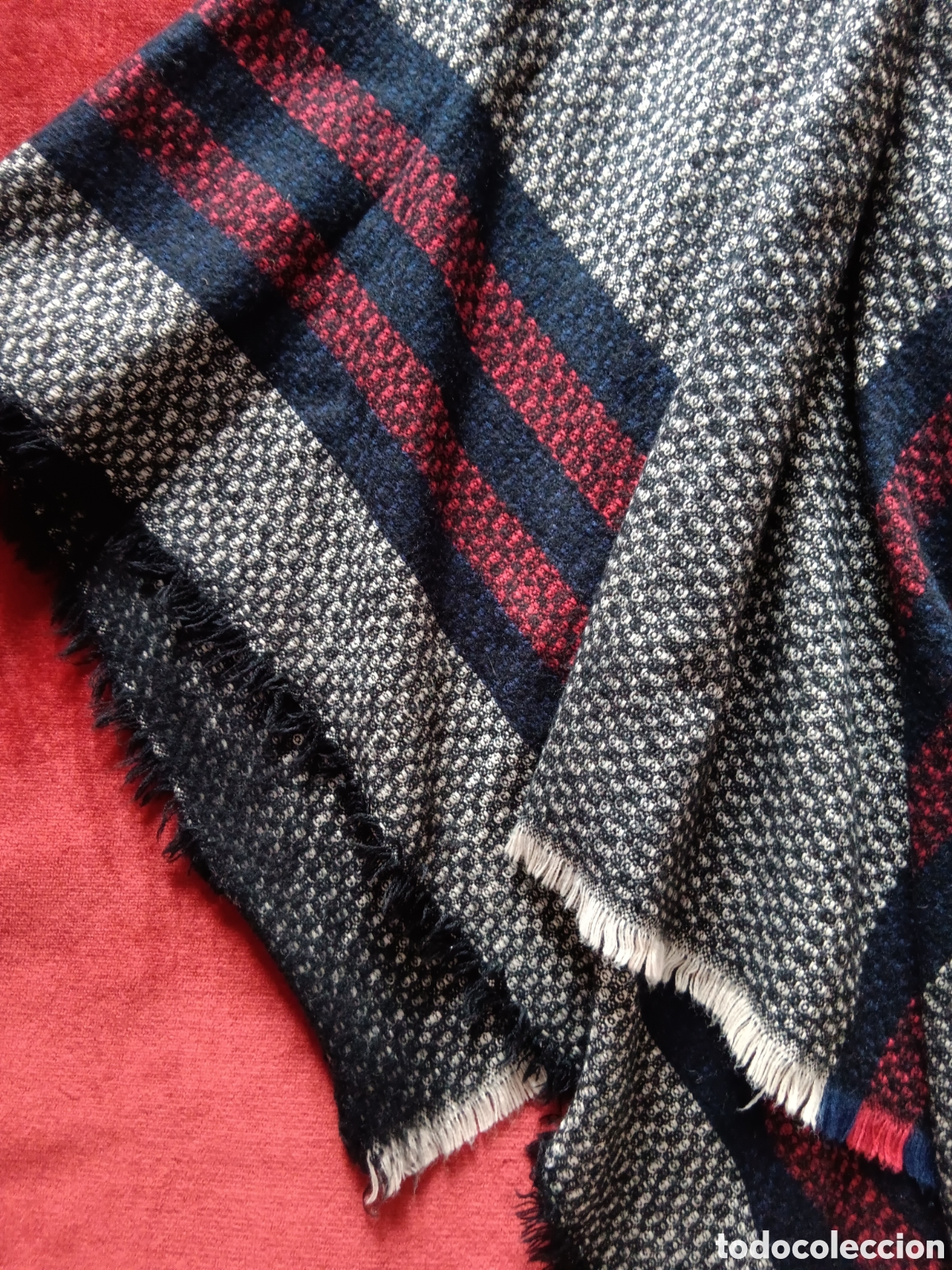 Vintage: Pashmina fondo negro, rayas - Foto 9