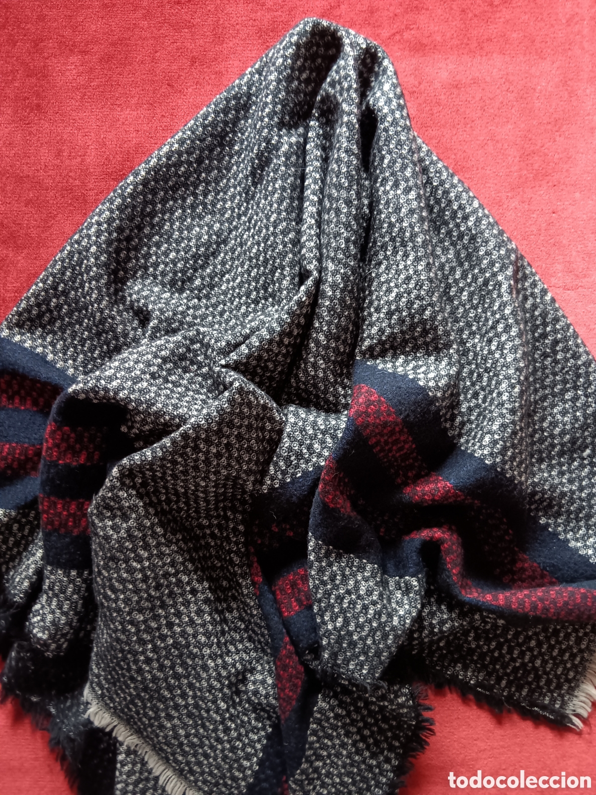 Vintage: Pashmina fondo negro, rayas - Foto 11