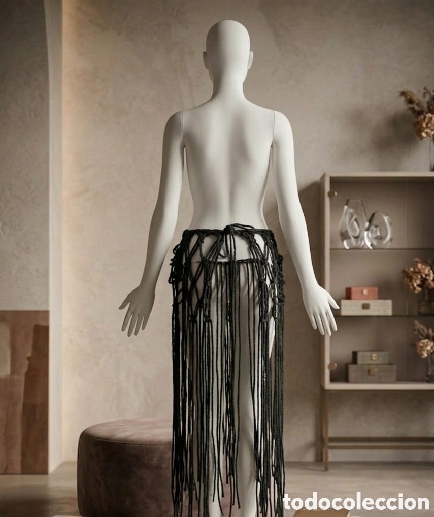 Vintage: Falda macram&eacute; flamenca de lana ajustable - Foto 3
